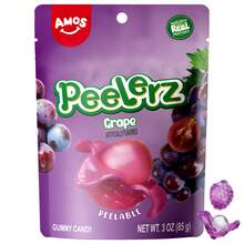 AMOS Peelerz Grape Gummy Candy 3oz Bag Peelable Fruit-Shaped Candy Fun Peeling Gummy Snack Made With Real Juice - 葡萄 - 查看 5
