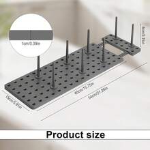Escurreplatos regulable con 12 columnas de soporte, escurreplatos de polipropileno gris, portatapas extensible para cocina y cajón, organizador para platos, sartenes y tapas - Gris Oscuro - Ver 2