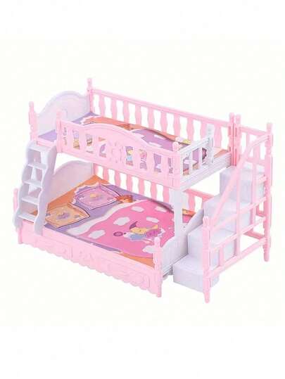 迷人的欧式双层床玩具套装 - 色彩鲜艳的塑料家具组合，适合角色扮演、家居装饰和送礼