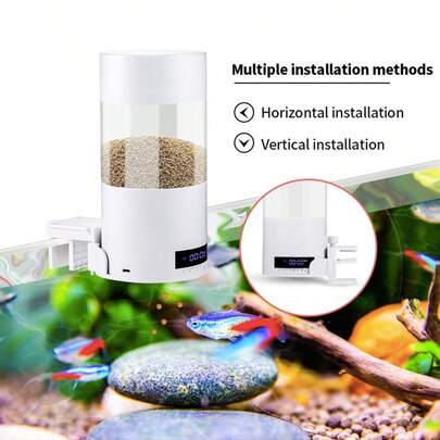 SHYFISH 500ml Large Capacity Fish Tank Feeder, Koi Goldfish Automatic Feeder, Smart Timed Battery/Electric Dual Power