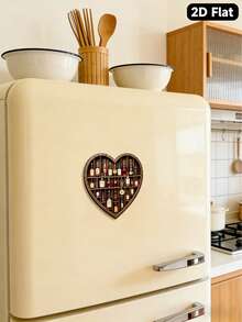 1pc Heart-Shaped Acrylic Fridge Magnet & Bottle Display Rack - Scottish Whisky Theme Wine Rack With Bourbon Whiskey And Scotch Whisky Bottles, Fridge Door Decor, Ideal Gift For Whisky Lovers (Fits Most Fridges), 2D Flat