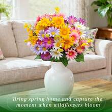4pcs/Set Artificial Daisy, Wild Flower And Lavender Bouquet - Realistic Petals And Leaves Mimic Real Garden Flowers, Vibrant Faux Floral Decor, Suitable For Indoor/Outdoor Home Garden Tabletop, Valentine's Day Gift - Multicolor - View 8