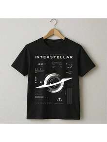 Interstellar Movie T-Shirt, Space, Stars, Planets, Astronaut, Street Style, Unisex, Men's And Women's, 100% Cotton, Premium Top Streetwear, New Release, Immediate Shipping, Various Colors!! Plus Size - màu đen - Xem 2
