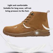 Men Steel Toe Boot PU Leather Anti Slip Shoes for Office Hiking Traveling Outdoor Yellow 40 - Amarillo - Ver 3