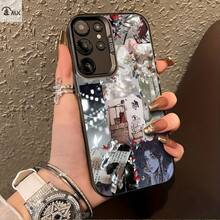 Personajes de anime y elementos de caligrafía combinados, adecuado para  Galaxy S25ULTRA, S24PLUS, S23FE, S21PRO, S22, S20+, A03S, A05S, A14, A31, A53, A34, A10, A04E, M04, A33, A35, A55, A72, A71, A70, A22, A16, A06, A20S, A54, funda especial para teléfono , resistente a la suciedad, a la moda, moderna, colorida, plateada IMD. - Colores mixtos - Ver 1