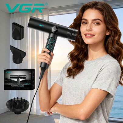  VGR Hårtork Professionell Bldc Motor Hårtork Maskin 110000 RPM Hårtork Justerbar Temperatur Frisörsalong För Hushållsbruk Barber Serie V-401
