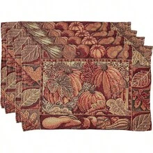 Colección de Cosecha de Otoño de HomeCrate, Juego de 4 manteles individuales con diseño de calabazas y hojas de otoño, 13" x 19" - calabaza - Ver 2