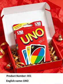 1 Set UNO Classic Red Thin Edition Card Game, Slim Design, High-Quality PVC Material, Waterproof And Durable, Interactive Game Suitable For All Ages, Family Gathering, Travel Game Night, New Year Gift, Valentine's Day Gift, Easter Gift! - Multicolor - View 3