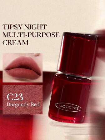 JOOCYEE Crema multiusos Tipsy Night - Tinte mate para labios y mejillas, sombra de ojos, maquillaje todo en uno, a prueba de manchas, no reseca, acabado natural