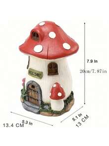 1 件欢迎蘑菇屋雕像装饰，20 厘米高太阳能蘑菇屋夜灯，户外花园装饰，送给朋友和家人的礼物，树脂工艺雕塑