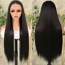 360 Full Lace Front Wig For Women Ginger Orange Long Straight Hair Wigs Pre Plucked Hairline Heat Resistant Fiber Soft Dark Orange Wig Glueless Free Part HD Lace Natural Look Full Lace Synthetic Hair Replacement Wigs For Party & Daily Wear 30 Inch - 黑色 - 查看 5
