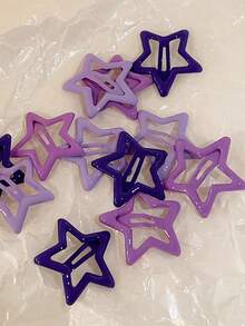 20个紫色金属星星发夹，时尚迷你发卡，Y2K可爱装饰发饰，适合日常佩戴，女生/女孩校园发饰 - 适合派对，多巴胺色彩缤纷派对主角随机颜色组合混合套装爪夹发夹发卡，发卡，发夹，发卡，校园用品，大学 - 紫色 - 查看 4