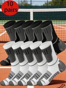 10/5/1 Pares de Meias Esportivas Crew para Homens, Adequadas para Homens e Mulheres em Corrida, Fitness, Basquete, Caminhada, Ciclismo, Esportes ao Ar Livre, Confortáveis, Respiráveis, Duráveis, Meias Esportivas Crew Neutras Antiderrapantes e Absorventes de Choque - Multicolorido - Visão 19