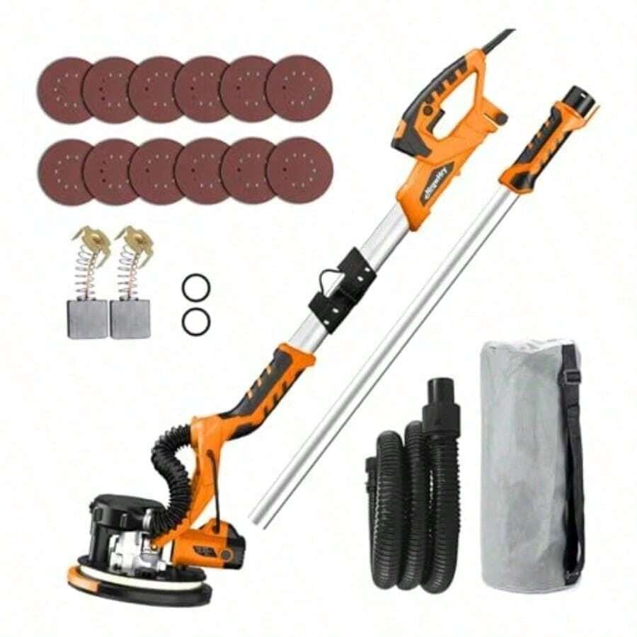 Lijadora De Pared Eléctrica 1390W 1.2 2.2 m 6 Velocidades 900 2800 RPM Y Sistema Automático De Extracción De Polvo Para Paneles De Yeso Techos Paredes Interiores Y Exteriores - Tipo de Enchufe A USA (110-127V) - Ver 1