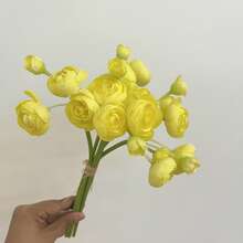 6pcs Artificial Ranunculus Flowers, Velvet Mini Bouquet, Loose Faux Flowers For Wedding Decor, Tabletop Arrangement, Bridal Shower, Made Of Polyester - Multicolor - View 18