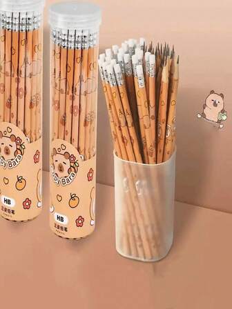 12個/30個 学校に戻る カピバラ柄鉛筆 消しゴム付き、アーティストや学生に最適、かわいいカピバライラストを描画、スケッチ、書き込みに活用できます