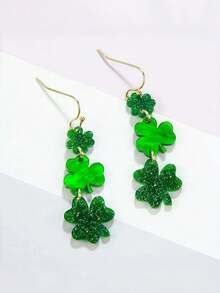 St. Patrick's Day Women's Earrings, Irish Clover Acrylic Pendant Earrings, Green Hat Clover Teardrop Earrings, St. Patrick's Day Earrings, Green Clover Pendant Earrings, St. Patrick's Day Lucky Earrings, St. Patrick's Day Green Clover Acrylic Long Dangle Earrings, Valentine's Day, Mother's Day Gift, St. Patrick's Day Irish Party Supplies - Multicolor - View 11