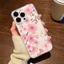 桃花枝唇印防震手机壳，兼容苹果17/16 Pro Max、14/13、12、11 Pro Max、XS Max、X、XR、8、7、Plus、Mini，适合作为生日礼物、送给女朋友、男朋友或自用 - 彩色 - 查看 2