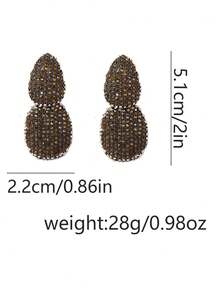 1 Pair Exquisite Luxury High-End Geometric Fully Rhinestoned Alloy Earrings, Elegant For Banquet And Party - Geometric Earrings - View 7