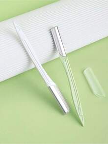 不锈钢直剃眉刀，男女通用，可去除眉毛和面部毛发，配有保护盒，便携旅行设计，美容护理工具，化妆配件，女士礼物 - 彩色 - 查看 5