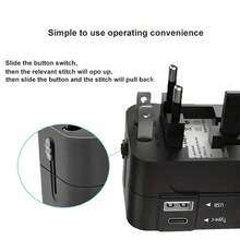 phenomdom Universal Travel Adapter, 1 USB Port + 1 Type-C Port, Wall Plug Power Adapter, US/EU/UK/AU Conversion Adapter, USB Charger, Travel Adapter, Suitable For Travel, Home And Office Use - Black - View 9