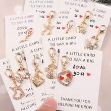 5pcs/10pcs "Love You" Pocket Token, Pocket Hug Card, Thank You Card, With Fashionable Heart, Swan, Crown Heart, Love Lock And Lucky Bag Keychain Decorative Pendants. Suitable For Birthday, Holiday, Confession, Engagement, Wedding And Anniversary Party Decorations, Appreciation Gifts, Commemorative Gifts And Friendship Gifts. Best Valentine's Day Gift For Your Family, Lover And Friends.