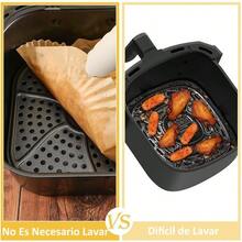 R's Papel para Freidora de Aire Cuadrado de 125Pzs 7.9in Forro de Papel Desechable para Air Fryer de Grado Alimenticio Papel para Hornear Antiadherente para Freidoras Hornos Microondas y Sarté - Cuadrado - Ver 5