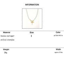 1件仿珍珠和立方氧化锆字母吊坠，奢华时尚女士龙虾扣项链