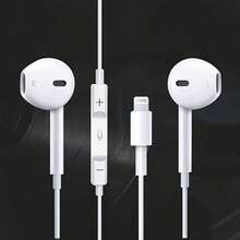 Lightning Wired EarPods Earphones With Remote & Mic, Compatible With IPhone 14/13/12/11/XR/XS/X/8/7/SE/Pro/Pro Max, Supports Hands-Free Calling, Track Control And Built-In Microphone - White - View 1