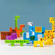 儿童木制积木拼图，动物七巧板拼图 | 带有人物的七巧板拼图玩具，海洋生物，车辆，俄罗斯积木游戏，儿童节礼物，玩具拼图，拼图 1000，小拼图，拼图，木制玩具，拼图 - 彩色 - 查看 8