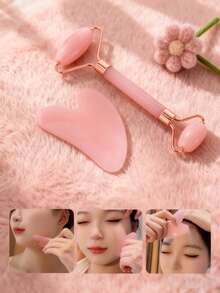 3/4/10件套面部美容护理及按摩工具组合套装 - 面部按摩刮痧板、滚轮、冰敷模具、眼部冷热敷面膜、洁面刷、海绵、发带、腕带、洗漱包、化妆包 - 送给学生、妈妈、姐妹的绝佳礼物 - 彩色 - 查看 4