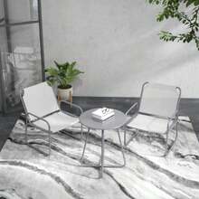 Outsunny 3-Piece Bistro Set, Balcony Furniture With 1 Table And 2 Chairs, Garden Lounge Set For Terrace And Patio, Mesh, Light Grey - Light Grey - View 2