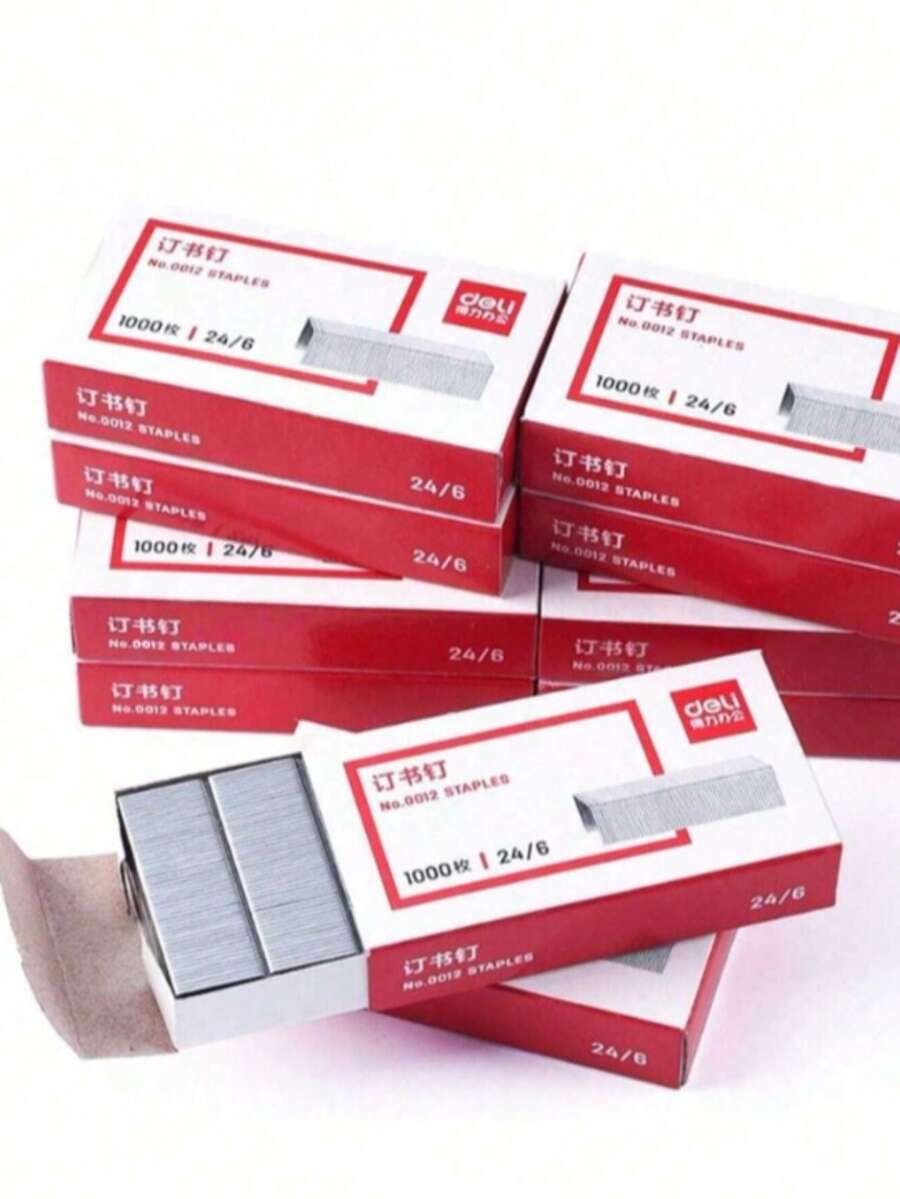 标准24/6办公订书钉套装 - 每盒1000枚，性价比高，适用于学生课堂作业、工作场所办公用品、家庭文件整理（笔记本、办公报告、家庭清单、手册）、课堂作业装订、办公文件分类、日常手册制作、学习笔记整理和家庭文件装订。