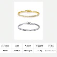 MDFUN 2pcs 18K White Gold/Yellow Gold Plated 3mm Round Cubic Zirconia Classic Tennis Bracelet, Size 6.5-8.5 Inches - Multicolor - View 18