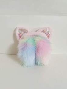1个可爱耳罩，带毛绒耳罩和闪亮装饰 - 柔软舒适的冬季女童头饰，颜色随机（粉色和粉彩色系），秋冬季完美之选 - 彩色 - 查看 11