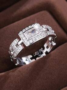 1pc Versatile Cubic Zirconia Inlaid Fashion Open Ring For Women - JZ22438 - View 7