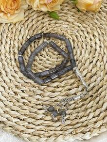 1pc 33pcs Cylindrical Glass Bead Tasbih, Elegant & Suitable For Men's Daily Wear - 33 Cylindrical Glass - View 10