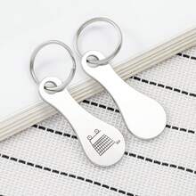 2-Piece Shopping Cart Stainless Steel Keychain, Classic, Fashionable And Simple Style, Suitable For Both Men And Women's Daily Wear - 購物車/2件 - 查看 2