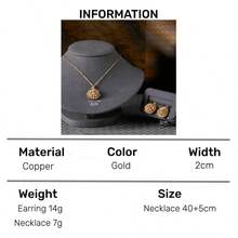 dazzdelic 2pcs Set Italian Crafted Tri-Color Copper Bead Handwoven 3D Floral, Heart, Rectangle Necklace & Earrings Set, Everyday Wear For Women - 2 Piece Set - View 18