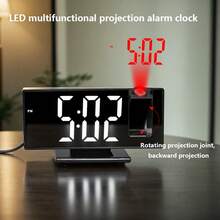 1pc Creative Mirror Digital Alarm Clock, LED Multi-Function Large Screen Digital Display Alarm Clock, Multi-Function Projection Alarm Clock, Luminous Silent Home Clock, Your Perfect Holiday Gift - Multicolor - View 7