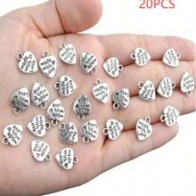 20pcs/50pcs/100pcs Silver Plated Love Charm Heart Shaped Letter Pendant Labels "Made With Love" For DIY Jewelry Making - Silver - View 9