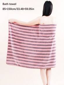 3条装珊瑚绒条纹吸水浴巾/洗脸巾，柔软速干面巾，沙滩巾，超强吸水超细纤维，适用于浴室、酒店、健身房、旅行、礼品、沙龙、运动、户外、海滩、学校、返校季、旅行配件、家居用品、毛巾、护肤 - 彩色 - 查看 9