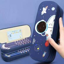 Large Capacity Cartoon Pencil Case Creative Double Layer PU Waterproof Stationery Box Student School Supplies - E - View 2