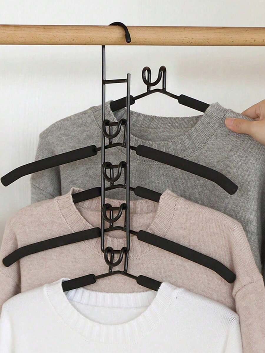 5-Tier Space Saving Clothes Hanger With Non-Slip Foam Pads, Saves Wardrobe Space - Multicolor - View 1