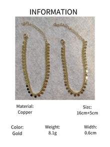 1 件夏季时尚金色圆盘流苏手链，基本日常配饰（圆盘数量随机） - 金黃色 - 查看 6