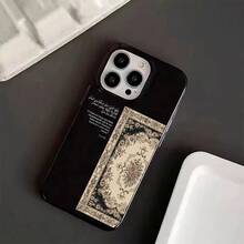 Funda de teléfono: Funda de TPU brillante con patrón de palma de gelatina negra, escritura árabe, orificio grande, lente negra, funda de teléfono suave, moda de ,  caliente, cubierta protectora práctica anti-caída, anti-deslizamiento, anti-huellas, compatible con los modelos de  16E, 16, 15, 14, 13, 12 - Estilo 1 (1 pieza) - Ver 5