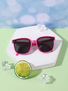 1 Juego de Gafas de sol de estilo callejero plegables con marco cuadrado y lentes protectoras UV, de estilo audaz y cool, para niños en salidas y vacaciones de verano - Multicolor - Ver 7