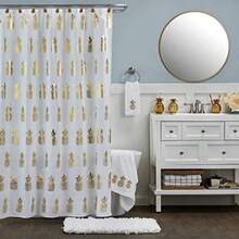 SKL Home by Saturday Knight Ltd. - Toalla de baño de piña Dorada, Color Blanco, Talla S(Cortina de ducha blanca) - Multicolor - Ver 2