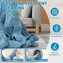 Mops Floor Cleaning, One Mop Handle With 2 Blue Microfiber Cloth Mops, String Wet Mop Refills Compatible With 0.8 Inch Diameter Stick1 Pole 2 Heads - Blue - View 2