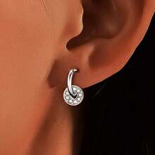 1pc Luxury Elegant Sweet Geometric Star & Moon Design Hypoallergenic 925 Sterling Silver Cubic Zirconia Pendant Earrings Set, Suitable For Daily, Vacation, Party, Date, Holiday Gift - Silver - View 7